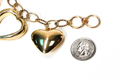 Lots of Love Heart Charm Bracelet by Unsigned Beauty - Vintage Meet Modern Vintage Jewelry - Chicago, Illinois - #oldhollywoodglamour #vintagemeetmodern #designervintage #jewelrybox #antiquejewelry #vintagejewelry