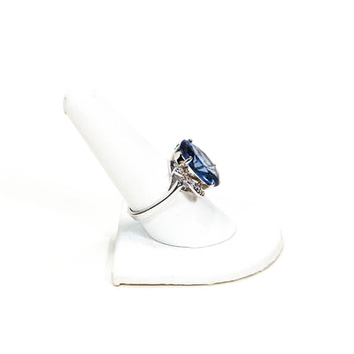 Sterling Silver Blue Topaz Oval Statement Ring by 1980s - Vintage Meet Modern Vintage Jewelry - Chicago, Illinois - #oldhollywoodglamour #vintagemeetmodern #designervintage #jewelrybox #antiquejewelry #vintagejewelry