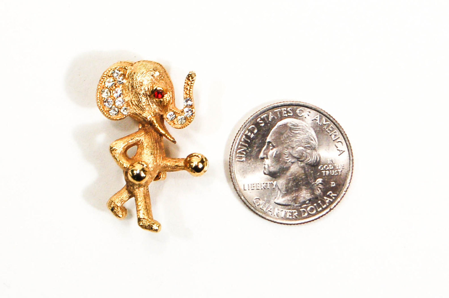 1950's Boxing Elephant Rhinestone Brooch by 1950's - Vintage Meet Modern Vintage Jewelry - Chicago, Illinois - #oldhollywoodglamour #vintagemeetmodern #designervintage #jewelrybox #antiquejewelry #vintagejewelry