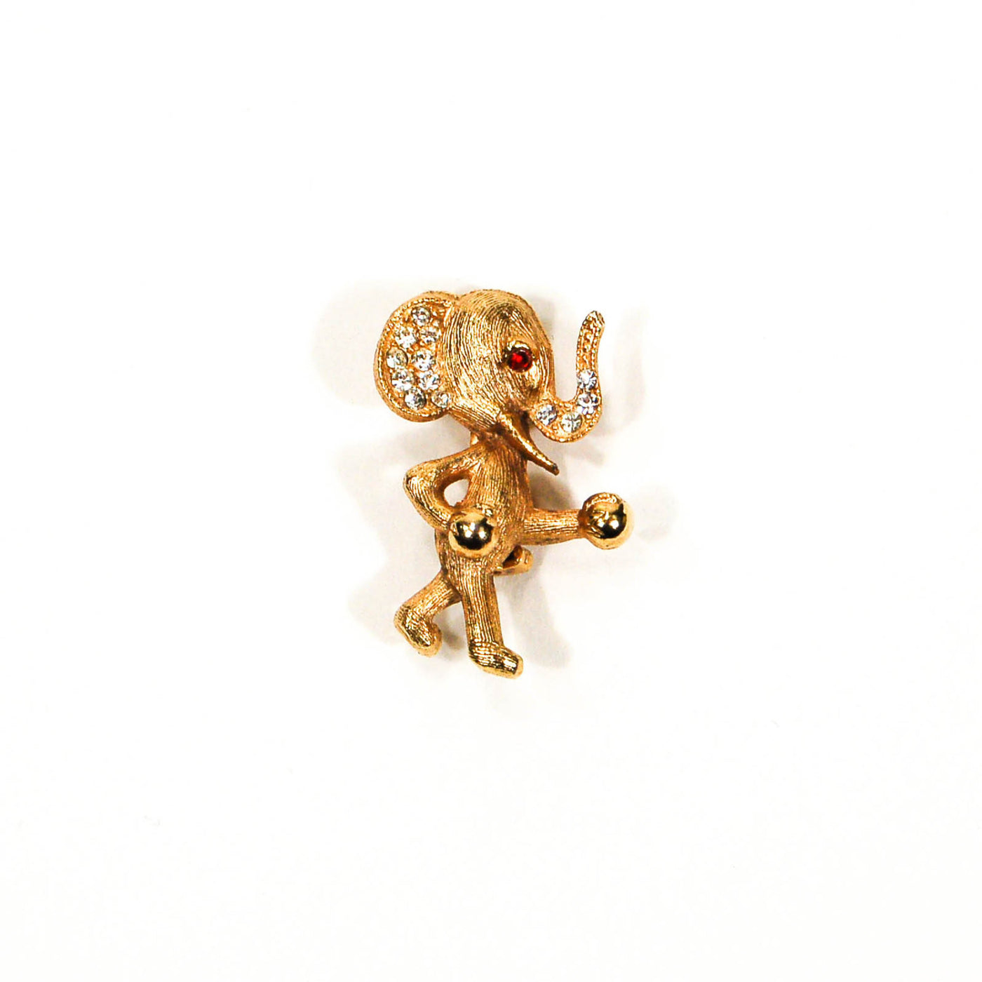 1950's Boxing Elephant Rhinestone Brooch