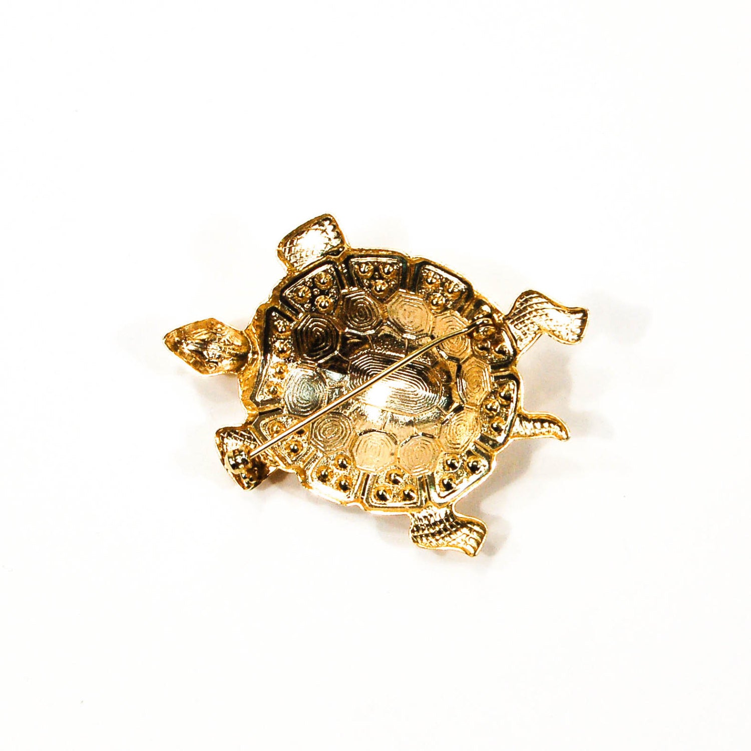 Gold Tone Turtle Brooch with Rhinestones by 1980s - Vintage Meet Modern Vintage Jewelry - Chicago, Illinois - #oldhollywoodglamour #vintagemeetmodern #designervintage #jewelrybox #antiquejewelry #vintagejewelry