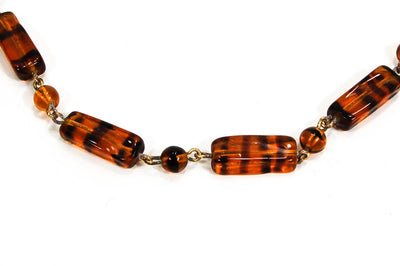 1940's Tiger Eye Glass Bead Necklace by 1940s - Vintage Meet Modern Vintage Jewelry - Chicago, Illinois - #oldhollywoodglamour #vintagemeetmodern #designervintage #jewelrybox #antiquejewelry #vintagejewelry