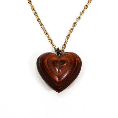 1970's Polished Zebra Wood Heart Necklace by 1970's - Vintage Meet Modern Vintage Jewelry - Chicago, Illinois - #oldhollywoodglamour #vintagemeetmodern #designervintage #jewelrybox #antiquejewelry #vintagejewelry