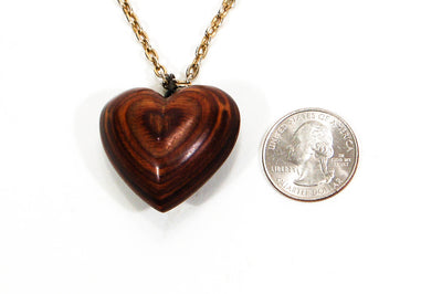 1970's Polished Zebra Wood Heart Necklace by 1970's - Vintage Meet Modern Vintage Jewelry - Chicago, Illinois - #oldhollywoodglamour #vintagemeetmodern #designervintage #jewelrybox #antiquejewelry #vintagejewelry