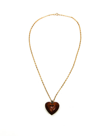 1970's Polished Zebra Wood Heart Necklace by 1970's - Vintage Meet Modern Vintage Jewelry - Chicago, Illinois - #oldhollywoodglamour #vintagemeetmodern #designervintage #jewelrybox #antiquejewelry #vintagejewelry