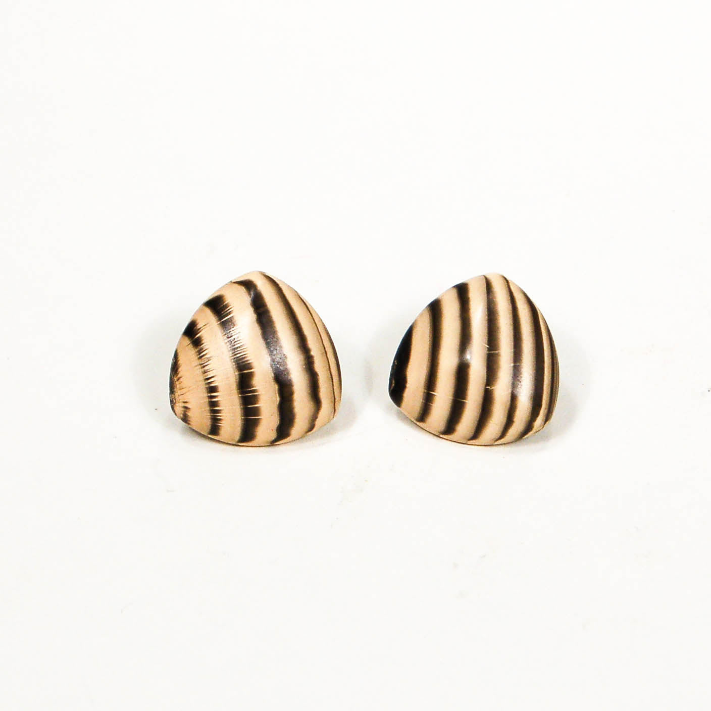 1970's Triangular Zebra Wood Earrings by 1970's - Vintage Meet Modern Vintage Jewelry - Chicago, Illinois - #oldhollywoodglamour #vintagemeetmodern #designervintage #jewelrybox #antiquejewelry #vintagejewelry