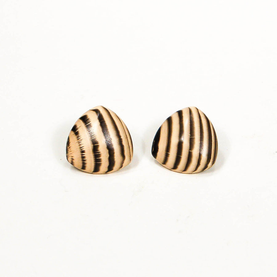 1970's Triangular Zebra Wood Earrings by 1970's - Vintage Meet Modern Vintage Jewelry - Chicago, Illinois - #oldhollywoodglamour #vintagemeetmodern #designervintage #jewelrybox #antiquejewelry #vintagejewelry