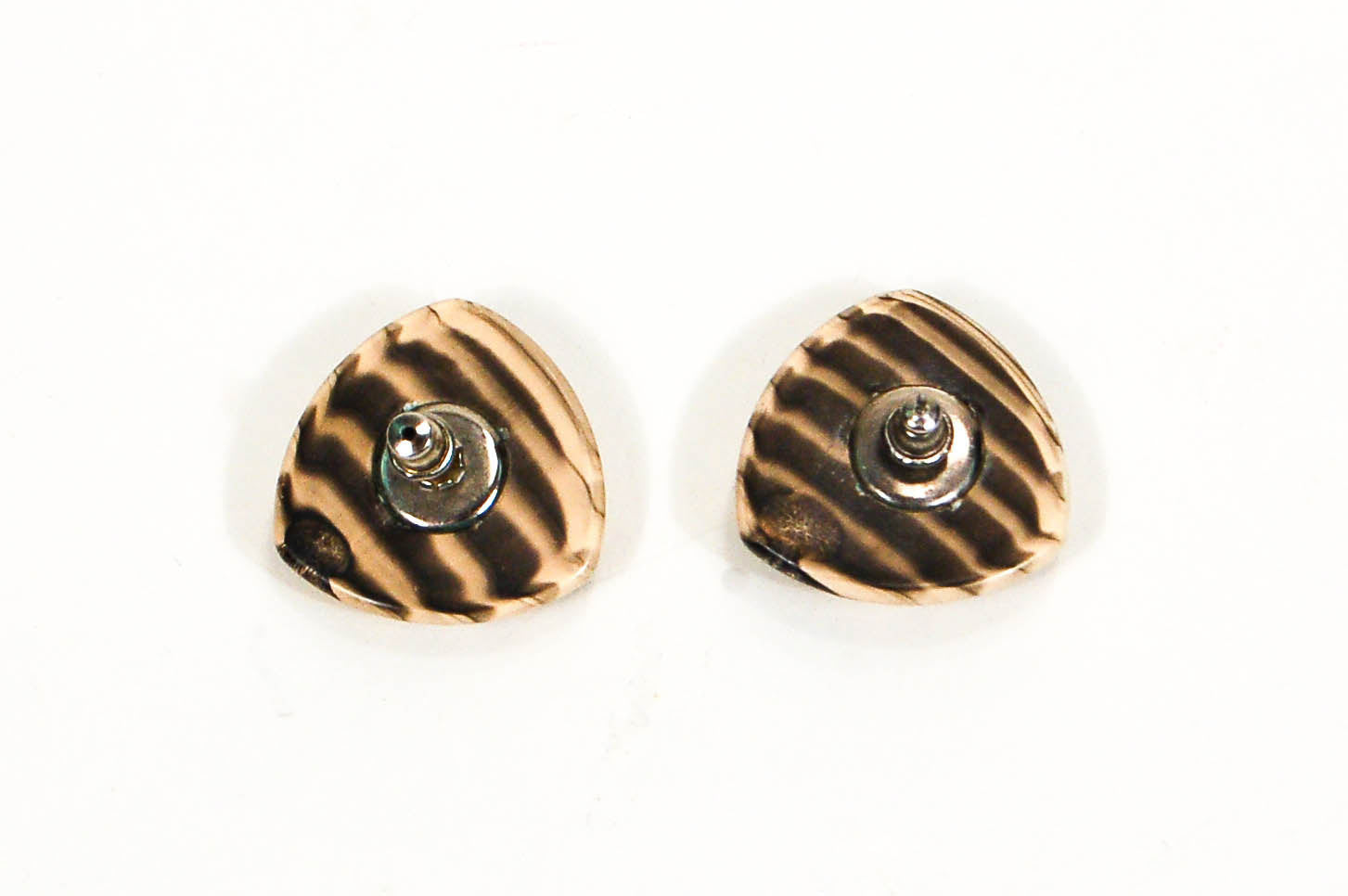 1970's Triangular Zebra Wood Earrings by 1970's - Vintage Meet Modern Vintage Jewelry - Chicago, Illinois - #oldhollywoodglamour #vintagemeetmodern #designervintage #jewelrybox #antiquejewelry #vintagejewelry