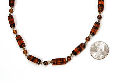 1940's Tiger Eye Glass Bead Necklace by 1940s - Vintage Meet Modern Vintage Jewelry - Chicago, Illinois - #oldhollywoodglamour #vintagemeetmodern #designervintage #jewelrybox #antiquejewelry #vintagejewelry