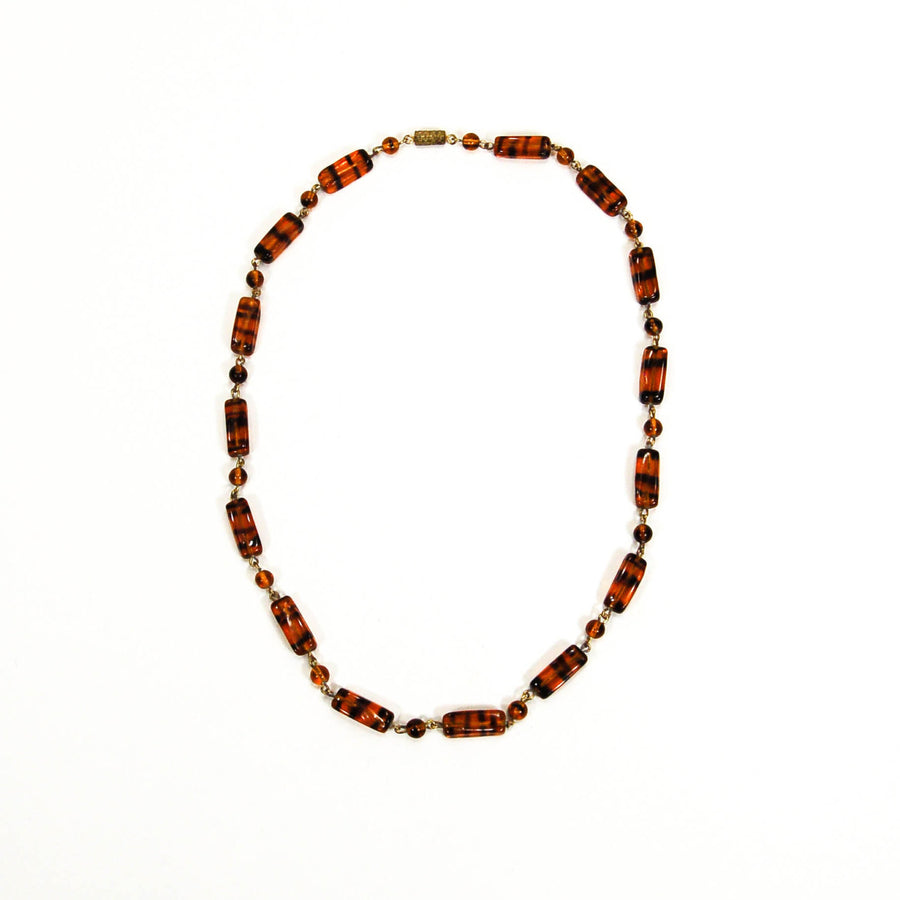 1940's Tiger Eye Glass Bead Necklace by 1940s - Vintage Meet Modern Vintage Jewelry - Chicago, Illinois - #oldhollywoodglamour #vintagemeetmodern #designervintage #jewelrybox #antiquejewelry #vintagejewelry