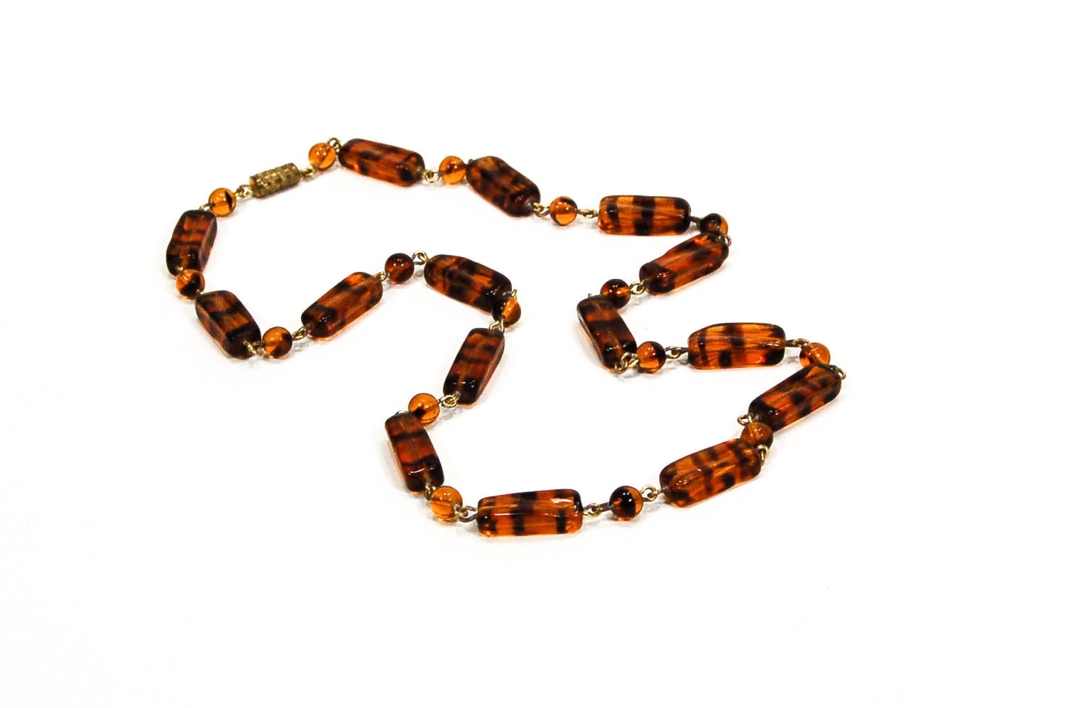 1940's Tiger Eye Glass Bead Necklace by 1940s - Vintage Meet Modern Vintage Jewelry - Chicago, Illinois - #oldhollywoodglamour #vintagemeetmodern #designervintage #jewelrybox #antiquejewelry #vintagejewelry