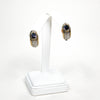 Classic Cable Design Silver and Gold Half Hoop Earrings with Iolite Crystal by Joseph Esposito by Joseph Esposito - Vintage Meet Modern Vintage Jewelry - Chicago, Illinois - #oldhollywoodglamour #vintagemeetmodern #designervintage #jewelrybox #antiquejewelry #vintagejewelry