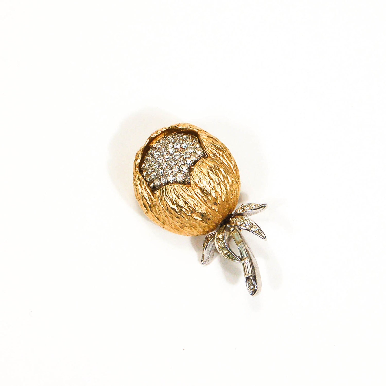 1960's Golden Thistle Brooch with Rhinestones by 1960s Vintage - Vintage Meet Modern Vintage Jewelry - Chicago, Illinois - #oldhollywoodglamour #vintagemeetmodern #designervintage #jewelrybox #antiquejewelry #vintagejewelry