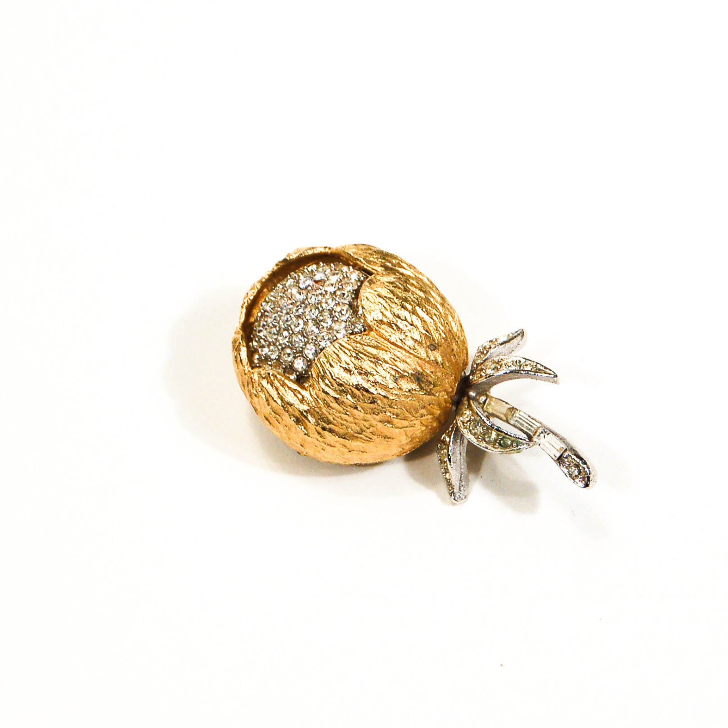 1960's Golden Thistle Brooch with Rhinestones by 1960s Vintage - Vintage Meet Modern Vintage Jewelry - Chicago, Illinois - #oldhollywoodglamour #vintagemeetmodern #designervintage #jewelrybox #antiquejewelry #vintagejewelry