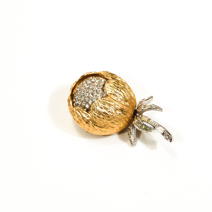1960's Golden Thistle Brooch with Rhinestones by 1960s Vintage - Vintage Meet Modern Vintage Jewelry - Chicago, Illinois - #oldhollywoodglamour #vintagemeetmodern #designervintage #jewelrybox #antiquejewelry #vintagejewelry