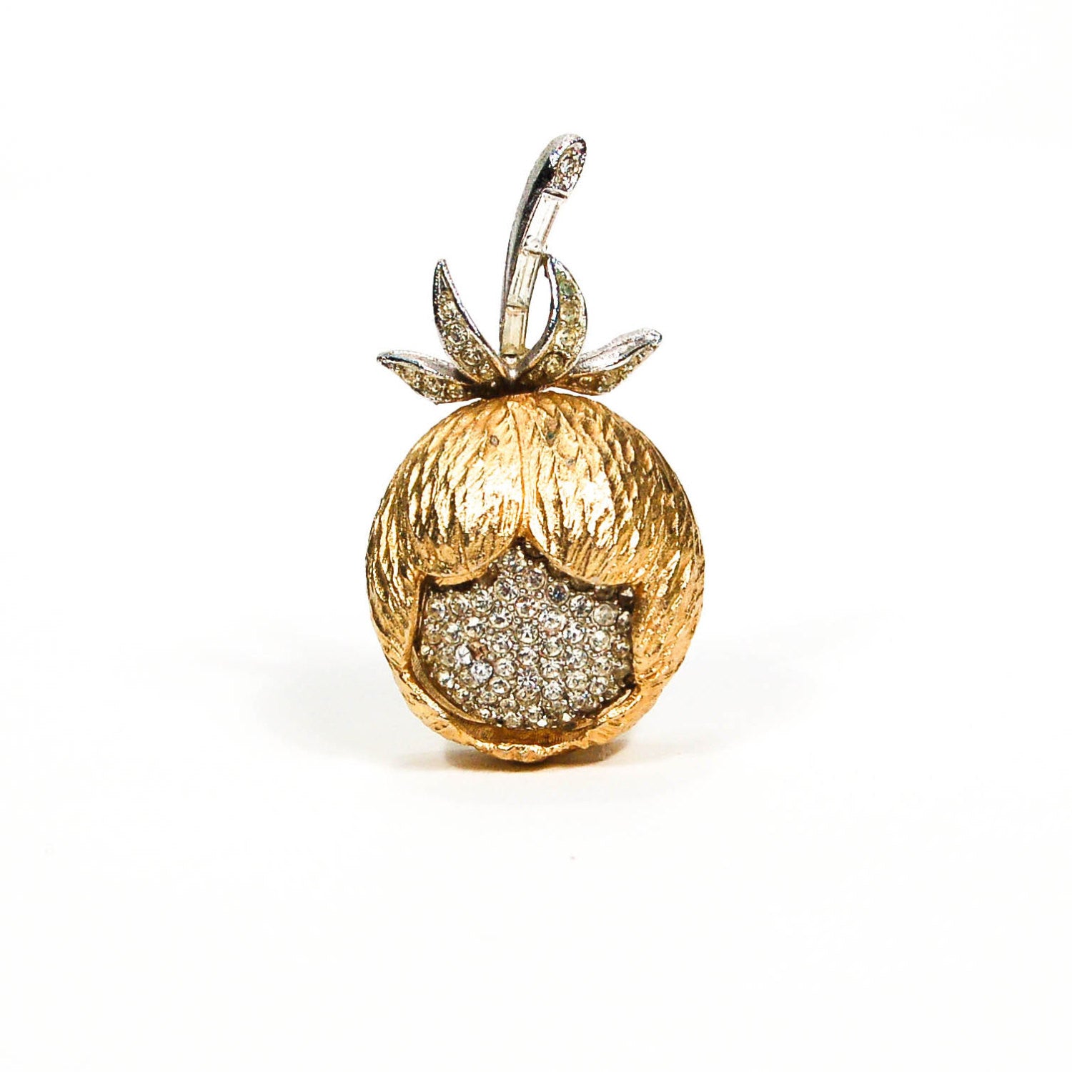 1960's Golden Thistle Brooch with Rhinestones by 1960s Vintage - Vintage Meet Modern Vintage Jewelry - Chicago, Illinois - #oldhollywoodglamour #vintagemeetmodern #designervintage #jewelrybox #antiquejewelry #vintagejewelry