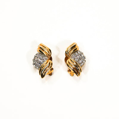 1980's Wave Pave Rhinestone Earrings by 1980s - Vintage Meet Modern Vintage Jewelry - Chicago, Illinois - #oldhollywoodglamour #vintagemeetmodern #designervintage #jewelrybox #antiquejewelry #vintagejewelry
