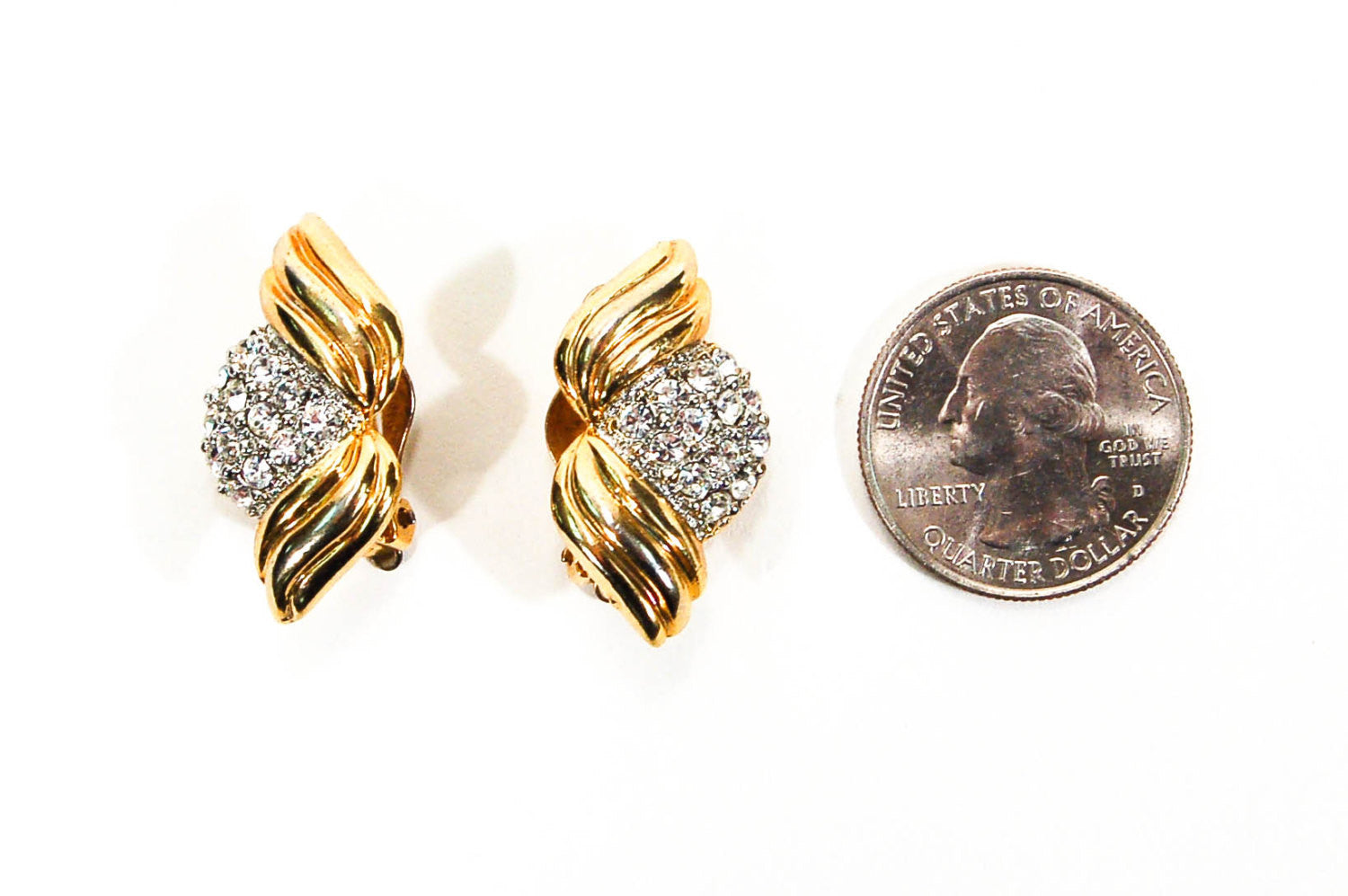 1980's Wave Pave Rhinestone Earrings by 1980s - Vintage Meet Modern Vintage Jewelry - Chicago, Illinois - #oldhollywoodglamour #vintagemeetmodern #designervintage #jewelrybox #antiquejewelry #vintagejewelry