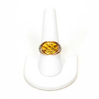 Yellow Citrine Crystal Cocktail Ring by 1980s - Vintage Meet Modern Vintage Jewelry - Chicago, Illinois - #oldhollywoodglamour #vintagemeetmodern #designervintage #jewelrybox #antiquejewelry #vintagejewelry