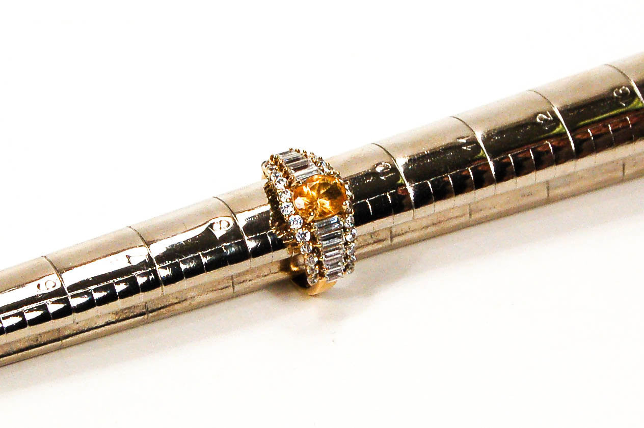 1980's Yellow Citrine and Diamonique CZ Ring by 1980s - Vintage Meet Modern Vintage Jewelry - Chicago, Illinois - #oldhollywoodglamour #vintagemeetmodern #designervintage #jewelrybox #antiquejewelry #vintagejewelry