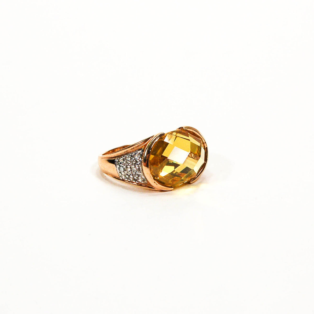 Yellow Citrine Crystal Cocktail Ring