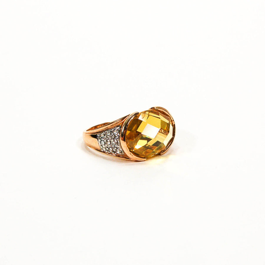 Yellow Citrine Crystal Cocktail Ring by 1980s - Vintage Meet Modern Vintage Jewelry - Chicago, Illinois - #oldhollywoodglamour #vintagemeetmodern #designervintage #jewelrybox #antiquejewelry #vintagejewelry