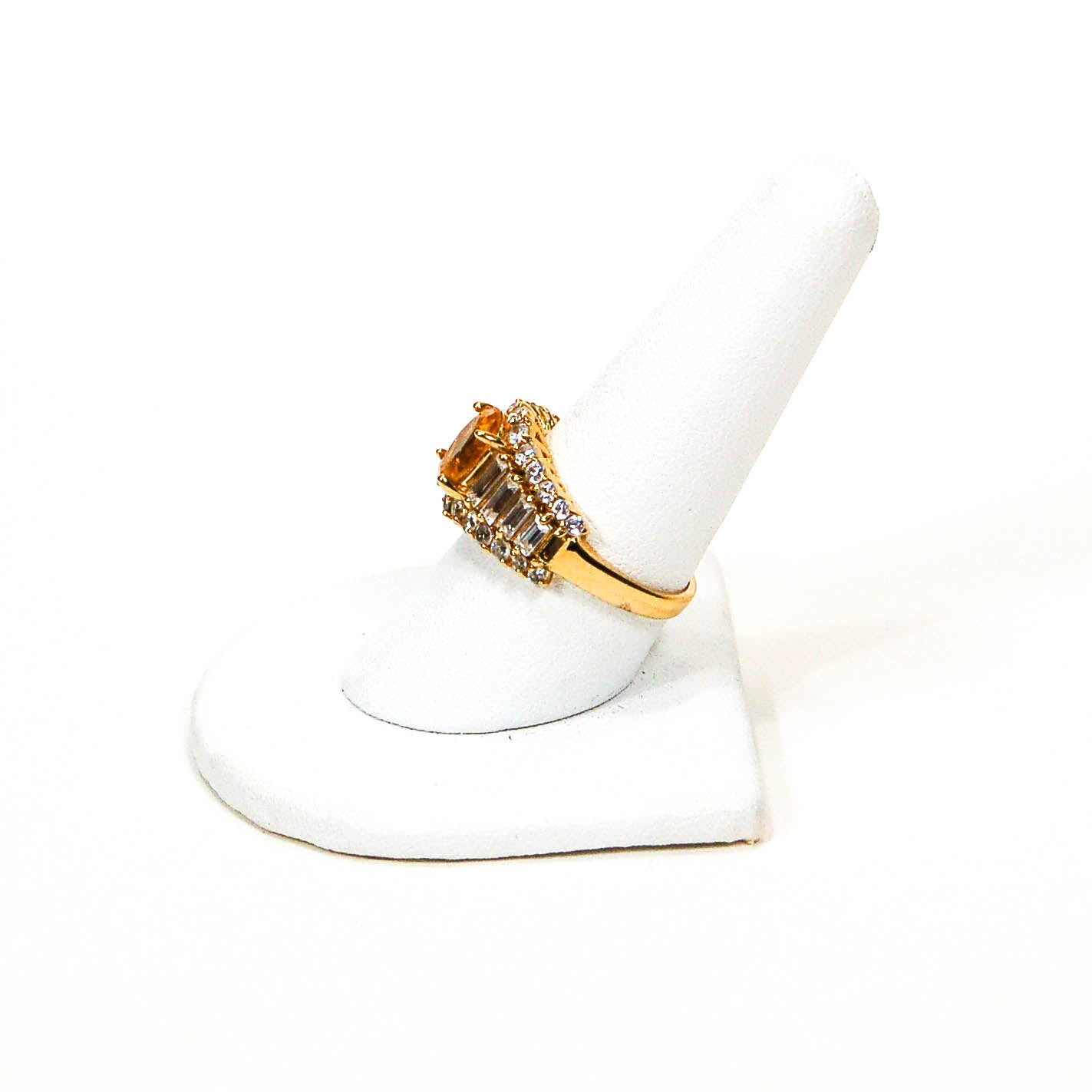 1980's Yellow Citrine and Diamonique CZ Ring by 1980s - Vintage Meet Modern Vintage Jewelry - Chicago, Illinois - #oldhollywoodglamour #vintagemeetmodern #designervintage #jewelrybox #antiquejewelry #vintagejewelry