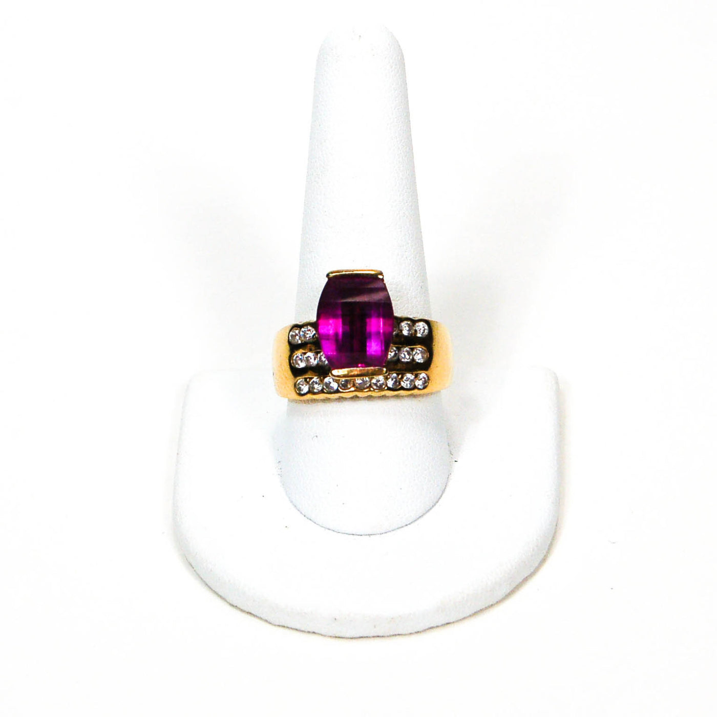 1980's Amethyst Cubic Zirconia Statement Ring