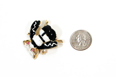 Black and White Bumble Bee Brooch by Weiss by Weiss - Vintage Meet Modern Vintage Jewelry - Chicago, Illinois - #oldhollywoodglamour #vintagemeetmodern #designervintage #jewelrybox #antiquejewelry #vintagejewelry
