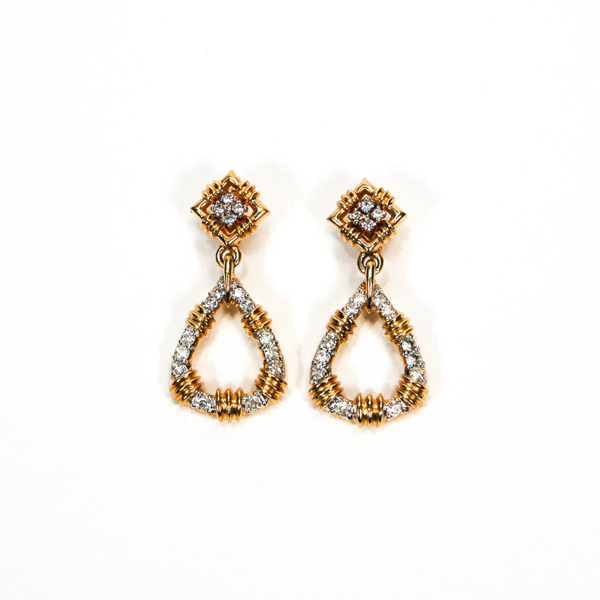 Door Knocker Style Rhinestone Earrings by Panetta