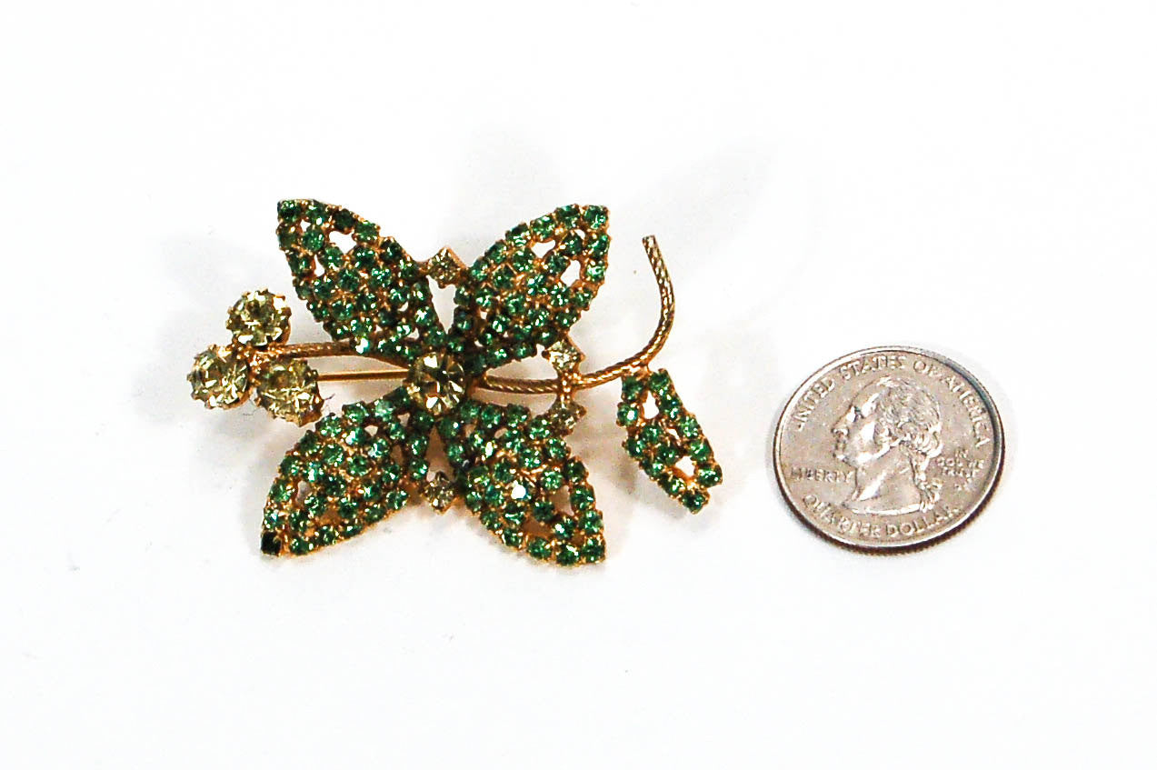 1960's Green Rhinestone Four Leaf Clover Brooch by 1960s Vintage - Vintage Meet Modern Vintage Jewelry - Chicago, Illinois - #oldhollywoodglamour #vintagemeetmodern #designervintage #jewelrybox #antiquejewelry #vintagejewelry