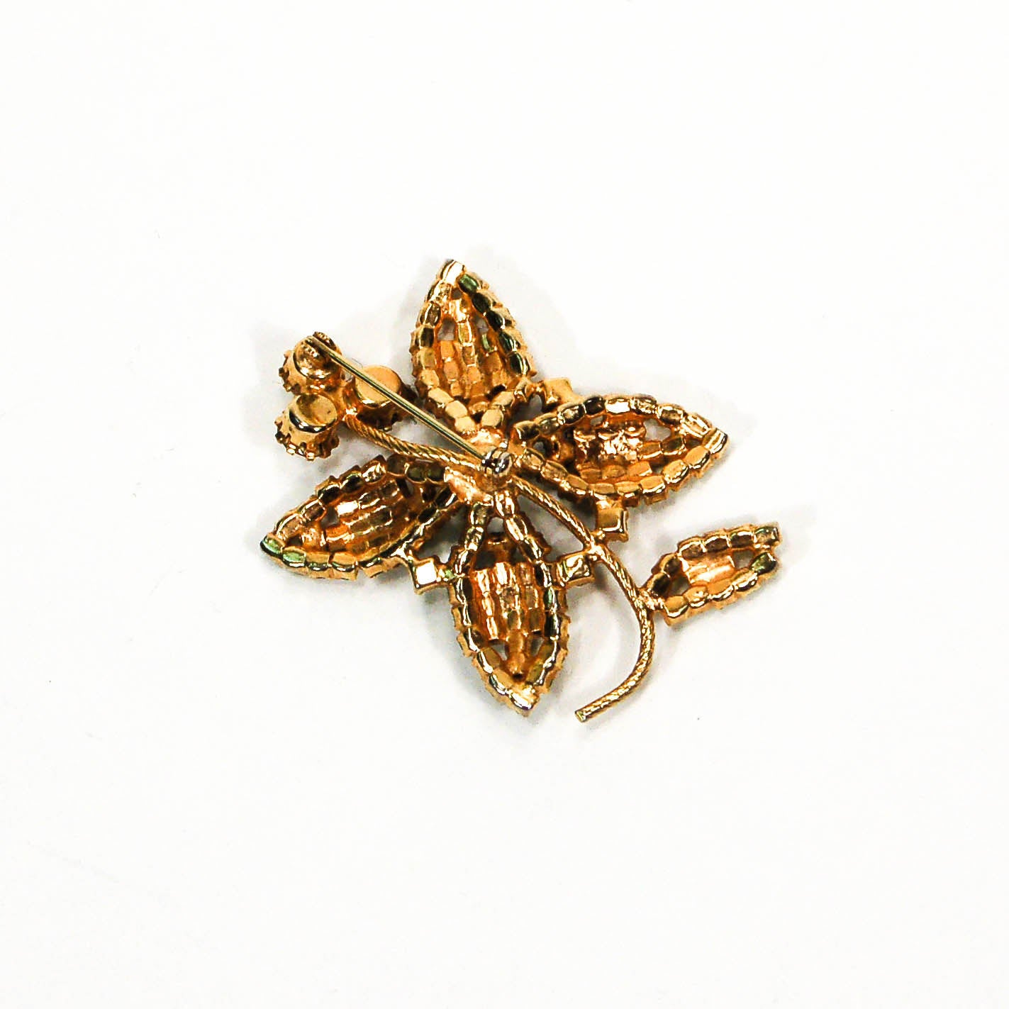 1960's Green Rhinestone Four Leaf Clover Brooch by 1960s Vintage - Vintage Meet Modern Vintage Jewelry - Chicago, Illinois - #oldhollywoodglamour #vintagemeetmodern #designervintage #jewelrybox #antiquejewelry #vintagejewelry