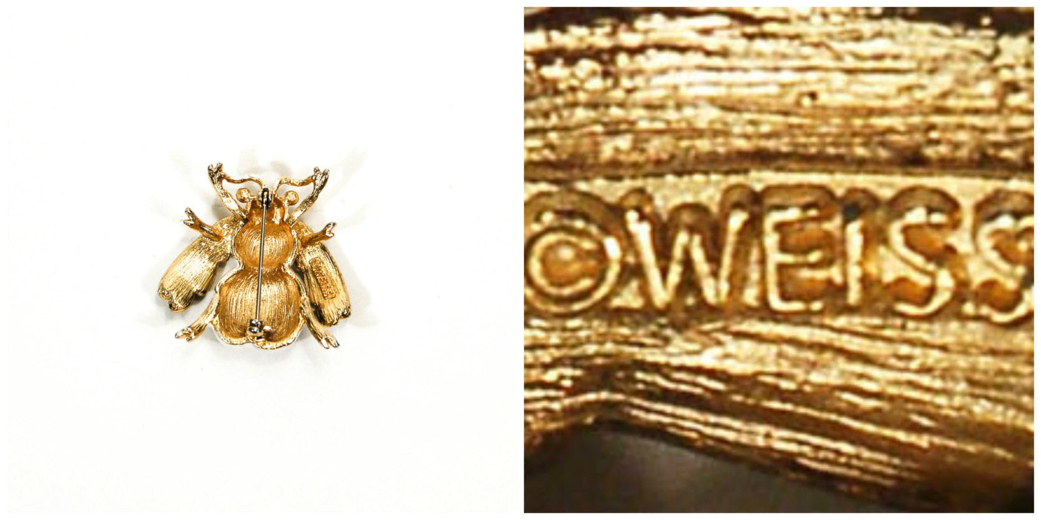 Black and White Bumble Bee Brooch by Weiss by Weiss - Vintage Meet Modern Vintage Jewelry - Chicago, Illinois - #oldhollywoodglamour #vintagemeetmodern #designervintage #jewelrybox #antiquejewelry #vintagejewelry