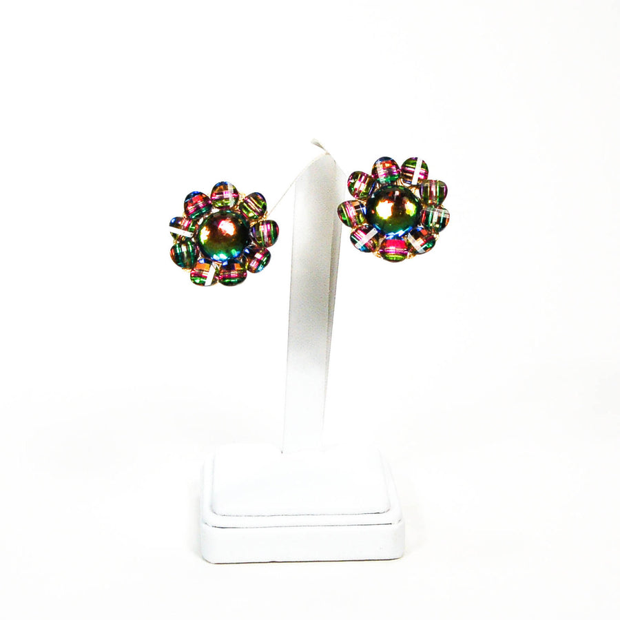 1980's Cluster Rainbow Rhinestone Earrings by 1980s - Vintage Meet Modern Vintage Jewelry - Chicago, Illinois - #oldhollywoodglamour #vintagemeetmodern #designervintage #jewelrybox #antiquejewelry #vintagejewelry