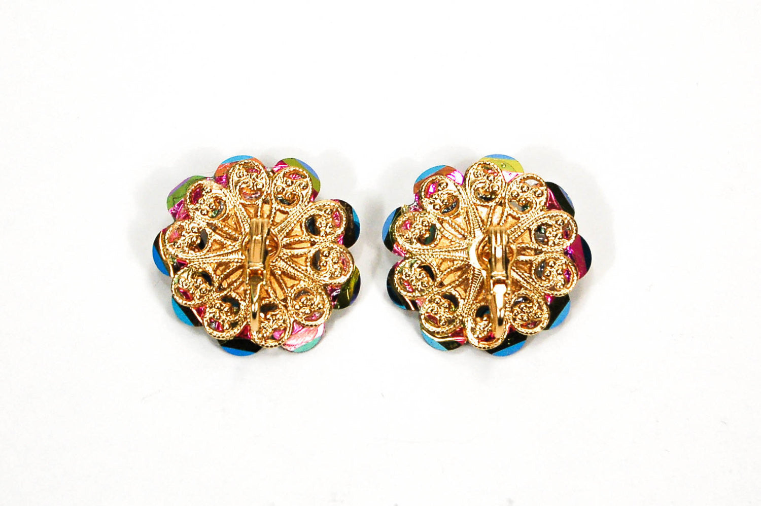 1980's Cluster Rainbow Rhinestone Earrings by 1980s - Vintage Meet Modern Vintage Jewelry - Chicago, Illinois - #oldhollywoodglamour #vintagemeetmodern #designervintage #jewelrybox #antiquejewelry #vintagejewelry