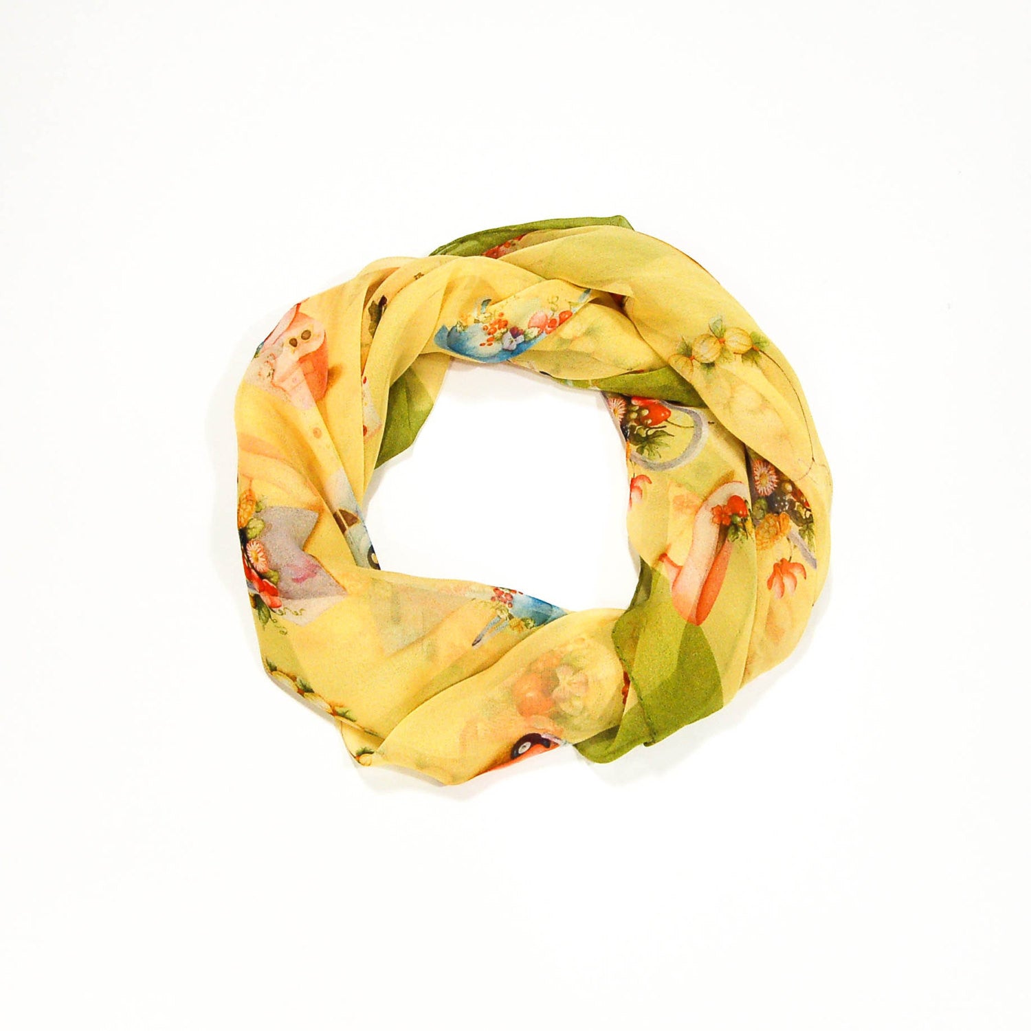 Yellow Floral Spring Silk Scarf by Mantero by Mantero - Vintage Meet Modern Vintage Jewelry - Chicago, Illinois - #oldhollywoodglamour #vintagemeetmodern #designervintage #jewelrybox #antiquejewelry #vintagejewelry