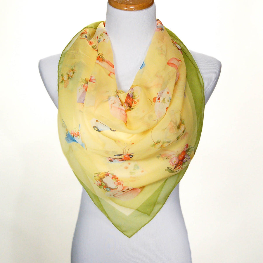 Yellow Floral Spring Silk Scarf by Mantero by Mantero - Vintage Meet Modern Vintage Jewelry - Chicago, Illinois - #oldhollywoodglamour #vintagemeetmodern #designervintage #jewelrybox #antiquejewelry #vintagejewelry