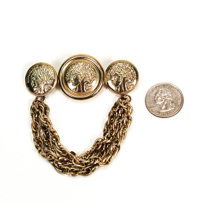 1980's French Coins with Chains Brooch by 1980s - Vintage Meet Modern Vintage Jewelry - Chicago, Illinois - #oldhollywoodglamour #vintagemeetmodern #designervintage #jewelrybox #antiquejewelry #vintagejewelry
