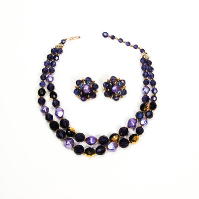 1950's Double Strand Purple Beaded Necklace and Earrings Set by 1950's - Vintage Meet Modern Vintage Jewelry - Chicago, Illinois - #oldhollywoodglamour #vintagemeetmodern #designervintage #jewelrybox #antiquejewelry #vintagejewelry