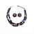 1950's Double Strand Purple Beaded Necklace and Earrings Set