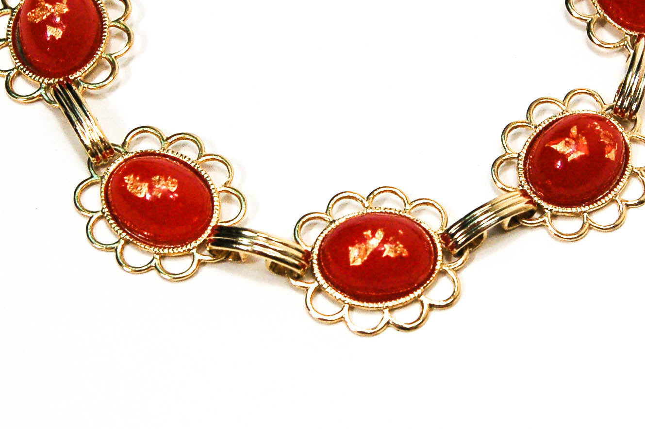 1950's  Red and Gold Fleck Bracelet by 1950's - Vintage Meet Modern Vintage Jewelry - Chicago, Illinois - #oldhollywoodglamour #vintagemeetmodern #designervintage #jewelrybox #antiquejewelry #vintagejewelry