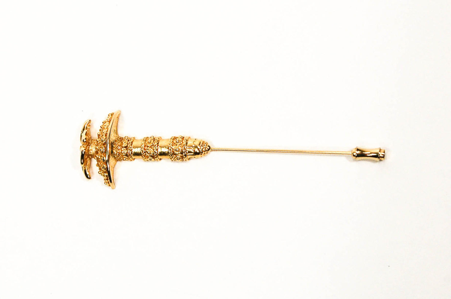 Gold Tone Umbrella Stick Pin by Mary McFadden by Mary McFadden - Vintage Meet Modern Vintage Jewelry - Chicago, Illinois - #oldhollywoodglamour #vintagemeetmodern #designervintage #jewelrybox #antiquejewelry #vintagejewelry