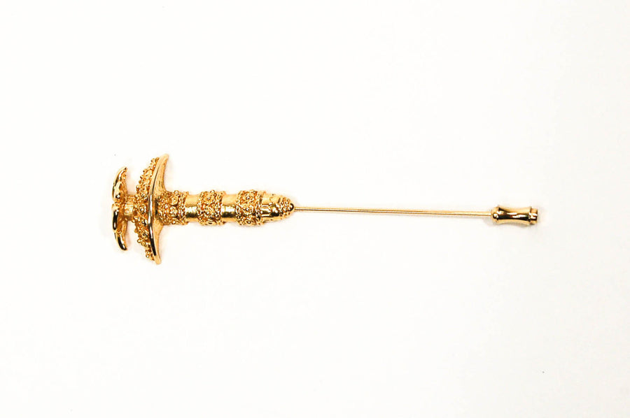 Gold Tone Umbrella Stick Pin by Mary McFadden by Mary McFadden - Vintage Meet Modern Vintage Jewelry - Chicago, Illinois - #oldhollywoodglamour #vintagemeetmodern #designervintage #jewelrybox #antiquejewelry #vintagejewelry