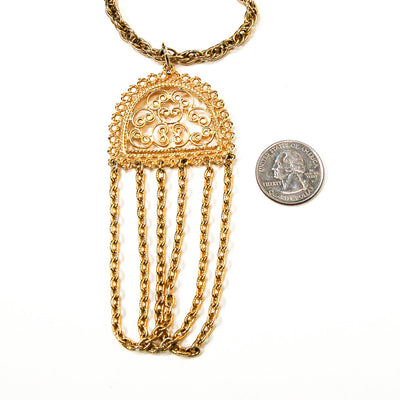 1970's Gold Tone Filigree Tassel Necklace by 1970's - Vintage Meet Modern Vintage Jewelry - Chicago, Illinois - #oldhollywoodglamour #vintagemeetmodern #designervintage #jewelrybox #antiquejewelry #vintagejewelry