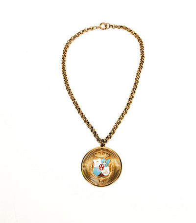 1940's Royal Crown Medallion Necklace by Made in Germany - Vintage Meet Modern Vintage Jewelry - Chicago, Illinois - #oldhollywoodglamour #vintagemeetmodern #designervintage #jewelrybox #antiquejewelry #vintagejewelry