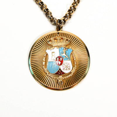 1940's Royal Crown Medallion Necklace by Made in Germany - Vintage Meet Modern Vintage Jewelry - Chicago, Illinois - #oldhollywoodglamour #vintagemeetmodern #designervintage #jewelrybox #antiquejewelry #vintagejewelry