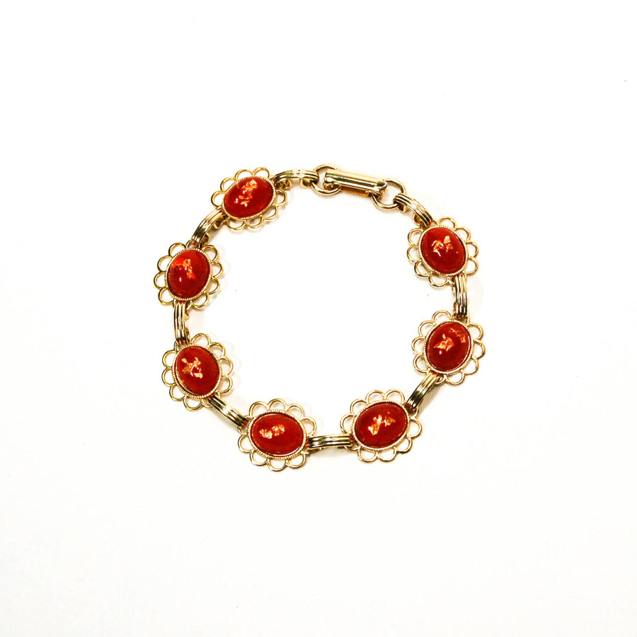 1950's  Red and Gold Fleck Bracelet by 1950's - Vintage Meet Modern Vintage Jewelry - Chicago, Illinois - #oldhollywoodglamour #vintagemeetmodern #designervintage #jewelrybox #antiquejewelry #vintagejewelry