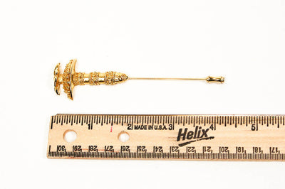 Gold Tone Umbrella Stick Pin by Mary McFadden by Mary McFadden - Vintage Meet Modern Vintage Jewelry - Chicago, Illinois - #oldhollywoodglamour #vintagemeetmodern #designervintage #jewelrybox #antiquejewelry #vintagejewelry