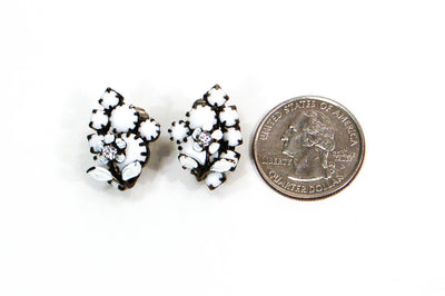 1950's Floral Rhinestone and White Milk Glass Earrings by 1950's - Vintage Meet Modern Vintage Jewelry - Chicago, Illinois - #oldhollywoodglamour #vintagemeetmodern #designervintage #jewelrybox #antiquejewelry #vintagejewelry