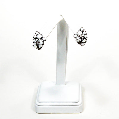 1950's Floral Rhinestone and White Milk Glass Earrings by 1950's - Vintage Meet Modern Vintage Jewelry - Chicago, Illinois - #oldhollywoodglamour #vintagemeetmodern #designervintage #jewelrybox #antiquejewelry #vintagejewelry